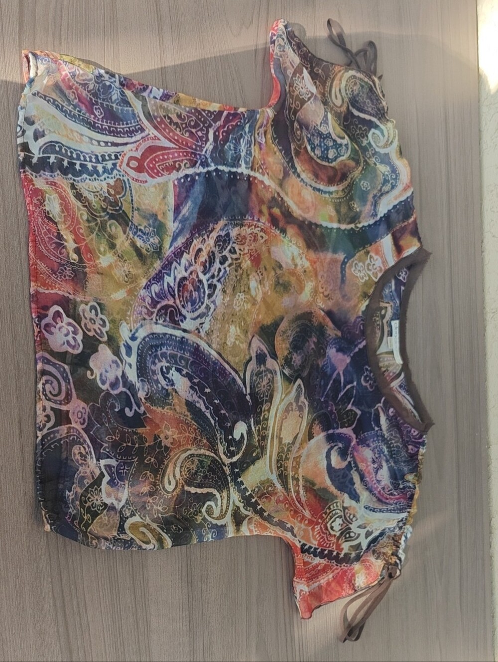 Cleo Multicolor Paisley Print Women's Top - Sleeveless Tie Detail